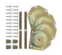 Hohopeti Juego de 4 Placas de Montaje de Hierro para Patas Inclinadas de 12 Grados 70x67x1.2 Mm Fijador para Patas de Sofá y Mesa Tornillos Kit de Reparación para Muebles Almohadilla