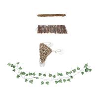 Hohopeti Juego de Accesorios para Reptiles 4 Piezas, Puente de Madera Natural Hamaca Triangular, Enredaderas de Musgo y Decoración Herbácea para Terrarios, Plataforma de Escalada Adecuado