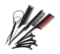Hohopeti Juego de Peines Cabello Negro, Set Completo de Plástico y Metal, Peine Púas Metálicas, Adecuado para Uso Personal y Viajes