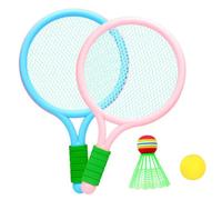 Hohopeti Juego de Raquetas de Bádminton, Set Deportivo 2 Piezas (1 Azul, 1 Rosa) 2 Balones, Mango de Espuma, Material PVC Duradero, Adecuado para Actividades al Aire Color Color Aleatorio