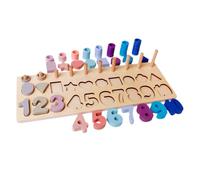 Hohopeti Juego de Rompecabezas de Madera para Pequeños Formas Geométricas Números y Colores Tonos Pastel Educativo Preescolar para Desarrollo Cognitivo y Coordinación Óculo-Manual