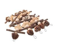 Hohopeti Juguetes Masticables para Loros Grandes de Madera Natural de Manzano y Carambolo, Colgante para Morder y Trepar, Accesorios para Jaula Que Fomentan Actividad y Salud Bucal