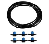Hohopeti Kit Micro para Acuario con Conector de Manguera Ajustable Válvula de Aire con Control de Flujo Tubo de Silicona Negra de 3 Metros y 6 Tapas Azules 7 Piezas para Peceras y