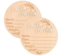 Hohopeti Letrero de Madera Natural Redondo para Recién Nacido 10 Cm 2 Piezas Nombre, Cartel Anuncio Nacimiento Ñiño Adecuado para Decoración Shower y Sesión Fotográfica