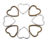 Hohopeti Llaveros de Metal en Forma de Corazón 40 Piezas, Anillos Partidos Duraderos para Manualidades y Bricolaje, 20 Plateados y 20 Color Cobre Antiguo, Portallaves Portátiles