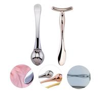 Hohopeti Masajeadores Faciales de Doble Cabezal Barra Metálica para Contorno de Ojos y Espátula Portátil para Crema Diseño para Introducción de Esencia Compacto y Fácil de Llevar