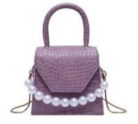Hohopeti Mini Bolso de Mano Bandolera de Pu Púrpura Perlas para Mujer | Asa Superior, Diseño Elegante y Moderno, Estilo Portátil para Uso Diario