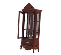 Hohopeti Miniature Dollhouse Cabinet Double Door Vintage Wine Storage Shelf European French Style Mini Furniture Model For Living Micro Scene