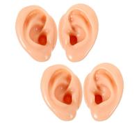 Hohopeti Modelo de Oreja de Silicona Flexible Color Carne 4 Piezas 2 Pares para Práctica de Acupuntura Exhibidor Realista para Pendientes y Entrenamiento en Perforación
