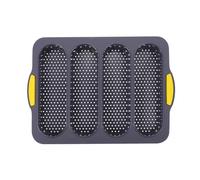 Hohopeti Molde de Silicona para Pan Francés de 4 Ranuras, Molde para Hornear Baguettes en Color Gris Oscuro, Flexible y Apto para Horno, Adecuado para Repostería y Panadería Casera