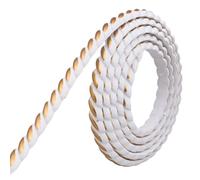 Hohopeti Moldura Autoadhesiva Flexible de Pvc Blanca y Dorada 10mm X 5m para Bordes de Espejo, Esquinas y Decoración de Paredes, Tira Decorativa para Interiores y Acabados en Carpintería