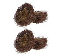 Hohopeti Nido De Pájaro Artesanal Decorativo Pequeño Ratán 8 Cm para Jardín y Jaula, Paquete De 4 Unidades, Accesorio Natural para Aves Pequeñas y Manualidades