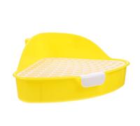 Hohopeti Orinal para Mascotas Pequeñas Triangular de Plástico Amarillo | Base Filtrante, Diseño Antifugas y Control de Olores, para Cobaya y Chinchilla