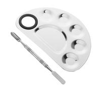 Hohopeti Paleta de Mezcla y Espátula de Acero Inoxidable para Maquillaje y Arte de Uñas Herramienta Portátil para Base y Cosméticos Set Ligero para Artistas y Entusiastas