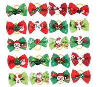 Hohopeti Paquete de 50 Lazos Navideños para Perros Y Mascotas Paquete a Granel de Lazos para El Cuidado de Perros Juego de Lazos Navideños Coloridos para El Cabello