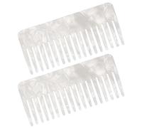 Hohopeti Peine Antiestático de Acetato para Mujer Set 2 Unidades Dientes Anchos para Desenredar Color Perla Compacto y Portátil para Cuidado del Cabello y Viaje