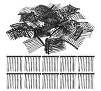 Hohopeti Peine de Alambre Retorcido de 10 Dientes Negro, Pinzas para Velo 50 Unidades, Accesorio para Novia Hecho a Mano, Tocado de Boda Versátil para Mujeres y Niñas en Celebraciones