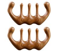 Hohopeti Peine de Masaje de Madera de Sándalo 2 Piezas Dientes Anchos Antiestático Portátil y Ligero para Masaje del Cuero Cabelludo y Cuidado del Cabello Seco y Mojado