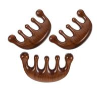 Hohopeti Peine Masajeador de Madera de Sándalo 3 Piezas Dientes Anchos Redondos, Masajeador de Cuero Cabelludo Gua Sha para Exfoliación y Relajación Capilar, Herramienta Portátil