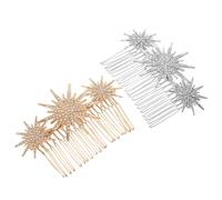 Hohopeti Peinetas de Gemas de Imitación para Boda Juego de 2 Peinetas Metálicas Decorativas en Tamaño Grande y Pequeño Color Dorado y Plateado Accesorios Cabello de Novia y Eventos