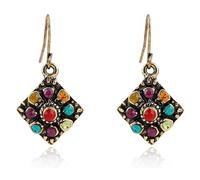 Hohopeti Pendientes Bohemios Retro de Aleación Gemas de Imitación Coloridos, 3 Pares Ligeros y Portátiles para Mujer en Estilo Étnico y Vintage