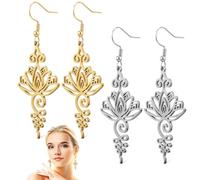 Hohopeti Pendientes Colgantes de Mujer 2 Pares Lotus en Oro y Plata Pendientes Delicados de Gancho Joyería para Chicas Adolescentes Accesorios para Fiestas y Uso Diario