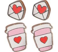 Hohopeti Pendientes de Corazón para Mujer San Valentín 2 Pares de Pendientes de Madera Diseño Romántico de Taza de Café Accesorios de Festival para Obsequio Especial