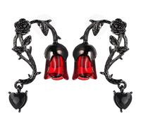 Hohopeti Pendientes de Rosa Góticos para Mujer y Chicas Adolescentes, Diseño de Espinas Flor Roja, Aleación Ligera y Duradera, Joyería Cómoda para Uso Diario y Fiestas