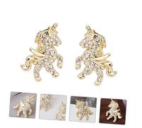 Hohopeti Pendientes de Unicornio Dorados Aleación, Diseño Creativo y Delicado, Cómodos al Tacto, Ideales para Fiestas y Actuaciones de Baile
