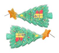 Hohopeti Pendientes Originales de Árbol de Navidad para Mujer Pendientes Colgantes de Estrella Verde Joyería Festiva Ligera de Acrílico para Fiestas Navideñas