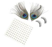 Hohopeti Pestañas Postizas de Plumas de Pavo Real Coloridas, Largas y Ligeras para Maquillaje de Escenario, Fiesta y Baile, Extensiones Decorativas para Mujer, Aspecto Natural y Llamativo