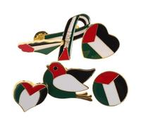 Hohopeti Pins de Solapa Bandera de Palestina 6 Piezas - Broches Esmaltados de Aleación Diseños de Corazón Pájaro y Cinta Dorada - Accesorios para Mochilas Ropa y Eventos Culturales