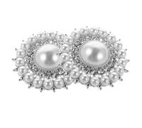 Hohopeti Pinzas para Zapatos de Tacón con Clip Desmontable 2 Piezas con Hebilla Decorativa de Perla Sintética y Gemas de Imitación Accesorios Elegantes para Boda y Trabajo