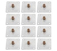 Hohopeti Placas de Fijación Metálicas para Patas de Muebles 6x6 Cm, Grosor 1,5 Mm, 12 Unidades Tuerca M8, Accesorios para Sofá y Cama, Herrajes de Conexión para Estabilidad y