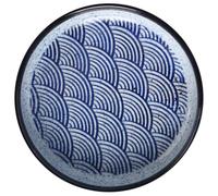 Hohopeti Plato de Cerámica Japonés de 20 CM Diseño de Ondas Marinas Plato Profundo para Servir Ensaladas y Bocadillos Bandeja para Postres y Comidas Caseras