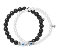 Hohopeti Pulsera a Juego para Parejas Magnética de Perlas Negras y Blancas 1 Par de Pulseras de Aleación Ligera para San Valentín Aniversarios y Regalos de Boda Diseño Compacto y Cómodo