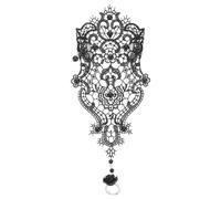 Hohopeti Pulsera de Encaje Negro con Anillo Integrado, Brazalete Elástico para Mujer, Joyería Vintage de Filigrana, Accesorio Elegante para Eventos Formales y Bodas, Diseño Cómodo