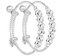 Hohopeti Pulsera de Plata para Bebés Campana Ajustable, Brazalete Infantil de Cobre Adorable para Ocasiones Obsequios y Cumpleaños, Pack de 2 Piezas