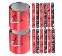 Hohopeti Pulseras Ninja Slap para 24 Piezas (2 Modelos X 12 Unidades) Pulseras Decorativas de Silicona Diseño Negro y Rojo para Fiesta y Juego Infantil