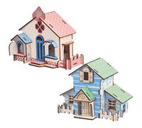 Hohopeti Puzzle 3D de Madera para Montar, Modelo DIY Casa Miniatura, Juego Educativo y Decoración de Escritorio, Set 2 Piezas (Cabaña del Bosque y Casa de Chocolate)