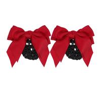 Hohopeti Red para Moño de Mujer Lazo Decorativo, 2 Piezas, Color Rojo, Resistente y Ajustable, Redecilla para Moños Adecuado para Enfermeras, Azafatas y Personal de Banca, Accesorios