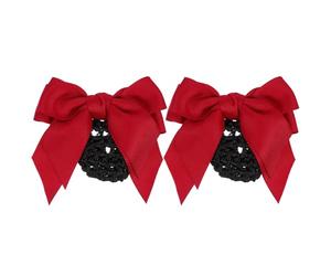 Hohopeti Red para Moño de Mujer Lazo Decorativo, 2 Piezas, Color Rojo, Resistente y Ajustable, Redecilla para Moños Adecuado para Enfermeras, Azafatas y Personal de Banca, Accesorios