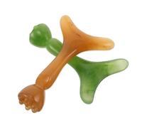 Hohopeti Rodillo de Masaje Facial de Resina 2 Piezas Color Marrón y Verde, Varilla para Contorno de Ojos, Herramienta Gua Sha Portátil para Cuidado y Aplicación de Crema en Piel Sensible,