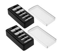 Hohopeti Sacapuntas Manual para Lápices de Cejas y Maquillaje 5 Agujeros Negro, Afilador Compacto con Tapa para Delineador de Ojos, Labios y Cejas, 2 Unidades para Uso Profesional