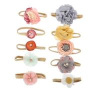 Hohopeti Set de 10 Diademas de Flores para Niñas Bebés, Accesorio Decorativo Cabello, Material de Tela Suave, Adecuado para Sesiones de Fotos de Recién Nacidos