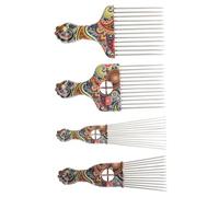 Hohopeti Set de 4 Peines para Pelo Afro Rizado Dientes Anchos de Abs Cómodos Dañar el Cuero Cabelludo, Ideales para Desenredar y Peinar Pelucas y Cabello Natural Estilo Aleatorio