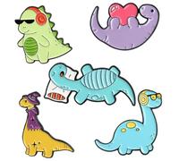 Hohopeti Set de 5 Pins de Dinosaurio de Dibujos Animados en Aleación, Broches Portátiles para Ropa y Bolsa, Diseño Creativo y Divertido para Halloween y Regalos Varios estilos