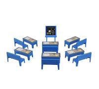 Hohopeti Set de Juego Escolar en Miniatura para Casa de Muñecas 13 Piezas Azul Escritorio Silla y Pizarra Muebles y Accesorios Educativos Seguros para Adecuado para Juegos de