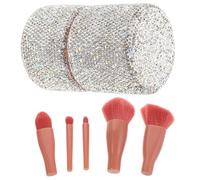 Hohopeti Set Portátil de Brochas de Maquillaje con Cristales Brillantes Incluye Brocha para Polvos Sueltos Sombras Contorno y Base Organizador con Tapa para Viaje y Uso Diario