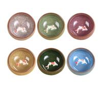 Hohopeti Set tazas para té de cerámica, 6 piezas con peces decorativos, aislamiento térmico, para ocio y entretener a amigos y familia